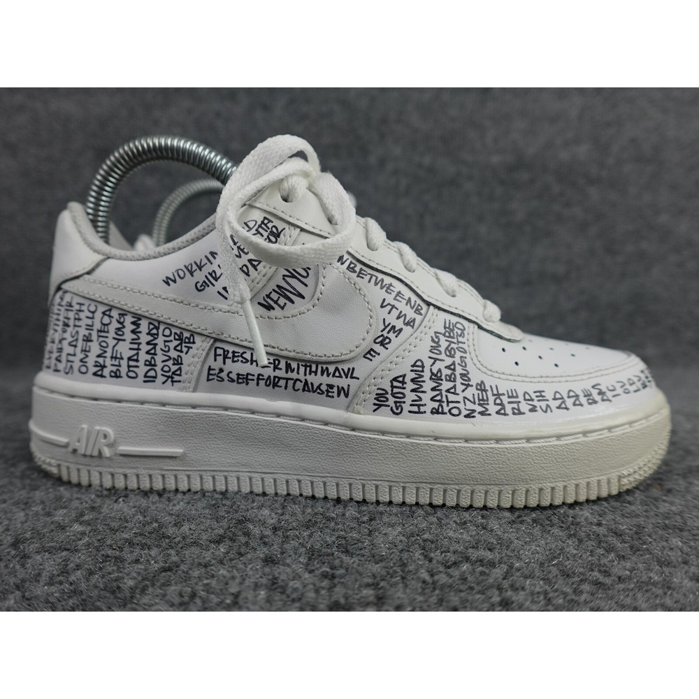 Nike Air Force 1 Low Custom Leah Kirsch White Graffiti Script AF1 4.5Y 6 Women